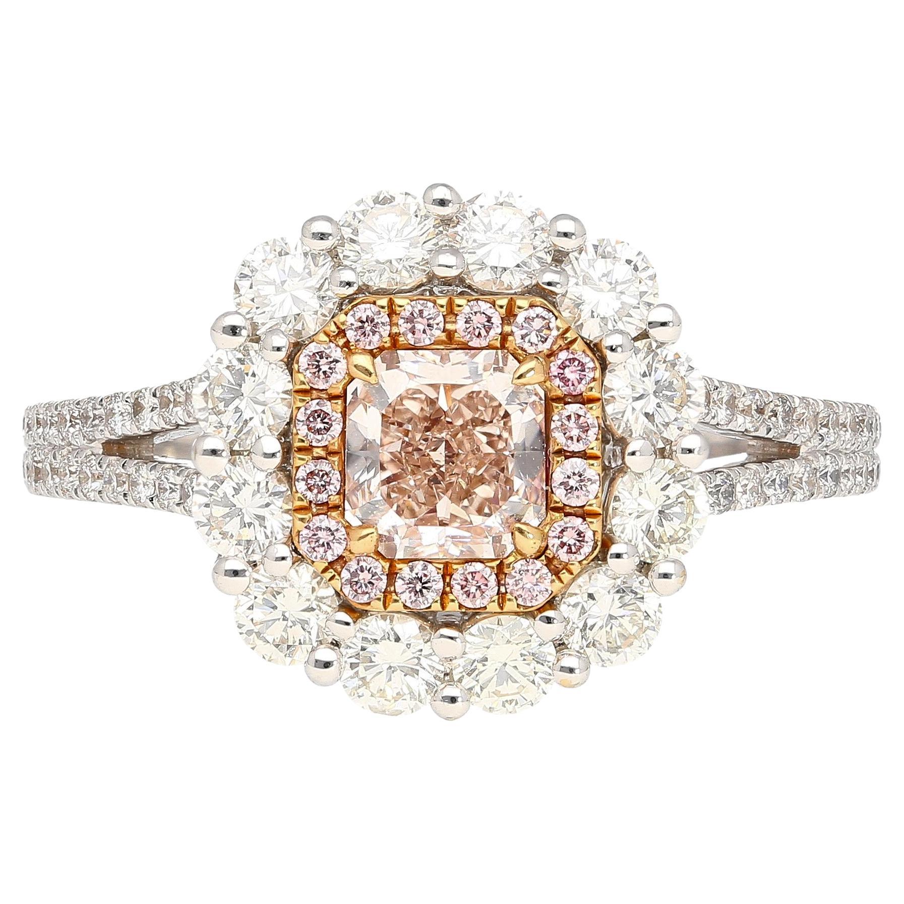 GIA Certified 1.51 Carat Fancy Light Brown Pink Internally Flawless Diamond Ring