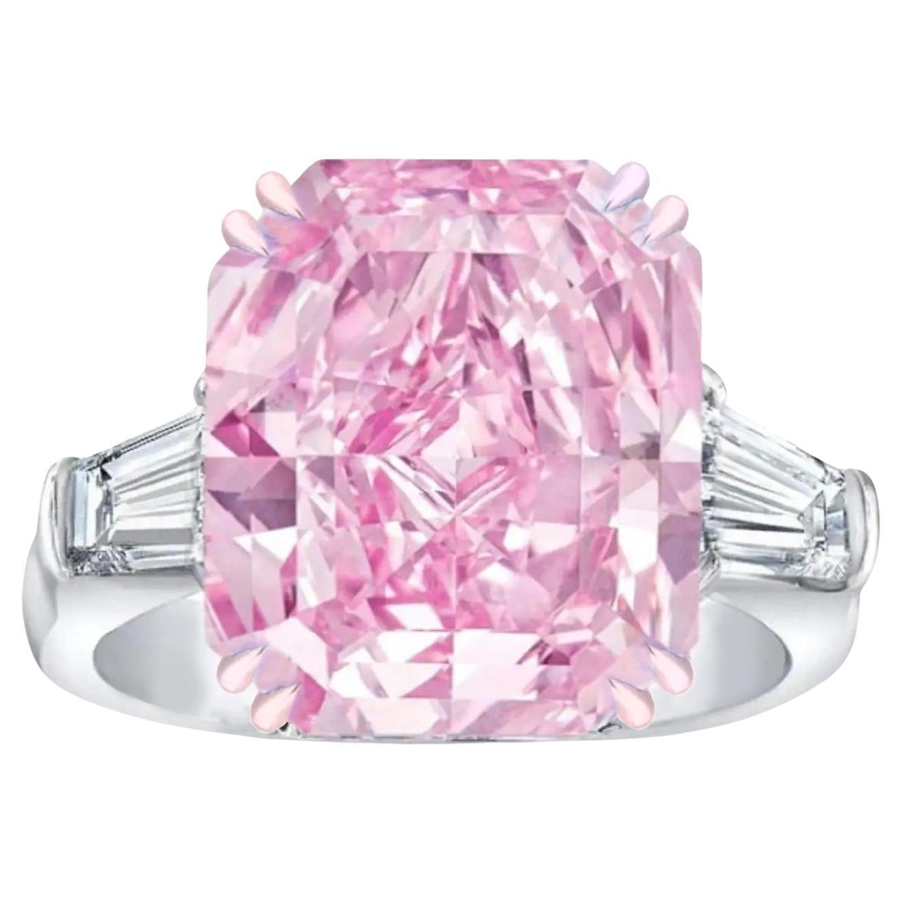 GIA Certified 5.14 Carat Fancy Light Pink Radiant Cut Diamond Platinum Ring