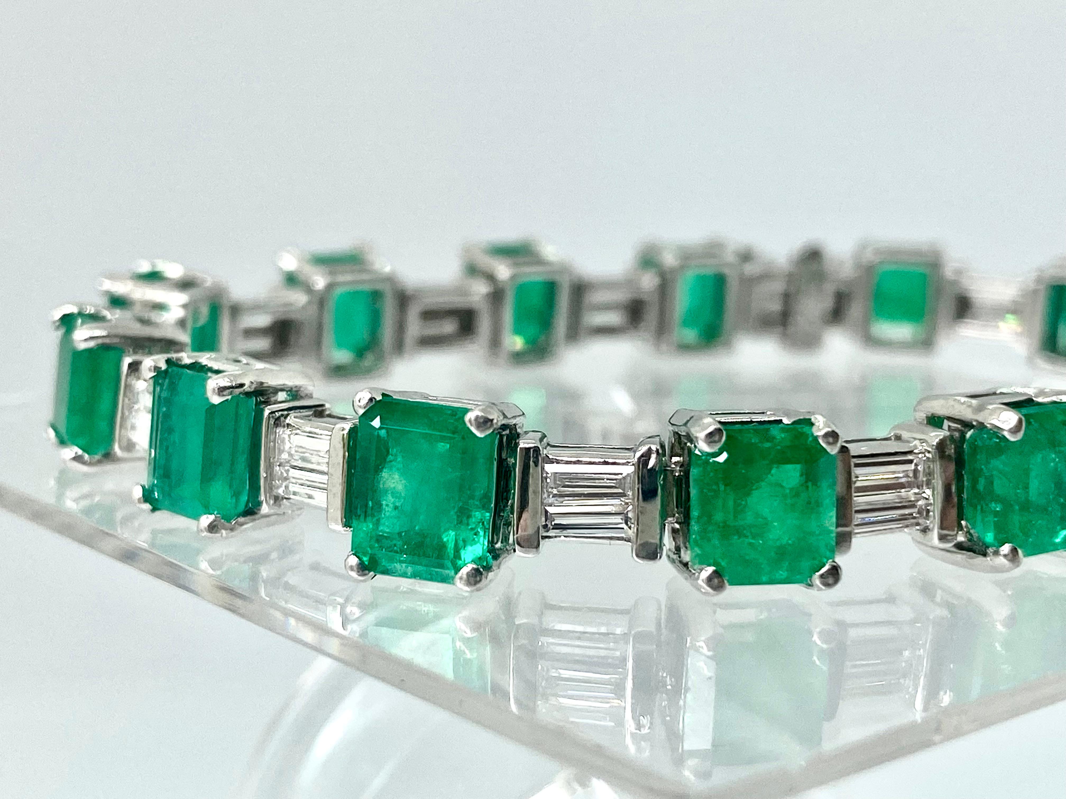 GIA Certified Colombian Emerald Diamond Platinum Bracelet