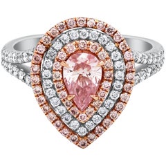 GIA Certified 0.47 Carat Pear Shape Pink Diamond Engagement Ring in Two-Tone