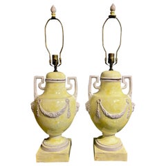 Glazed Terracotta/Majolica Urn Lamps, circa 1950-1960