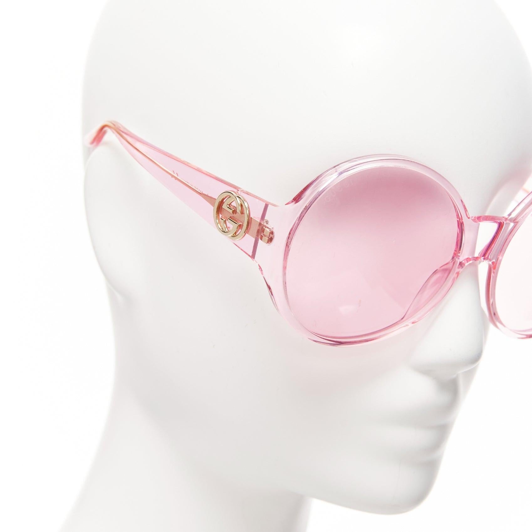 GUCCI Alessandro Michele GG0954S pink hue round frame oversized sunnies For Sale 1