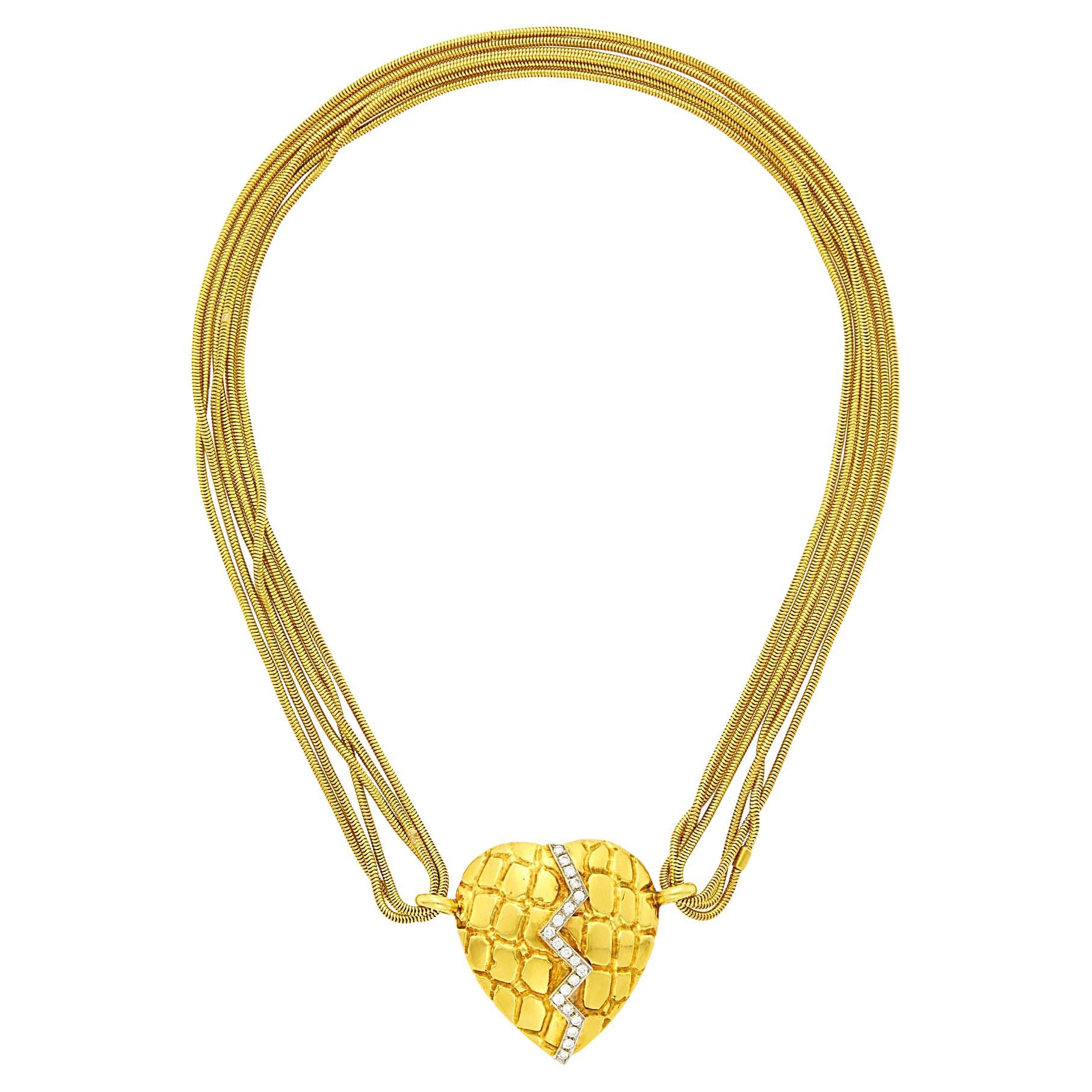 Gucci Diamond Heart Yellow Gold Pendant Necklace