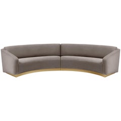 Hand Tailored Curved Sofa in Stylish Brushed Brass Plate Footer