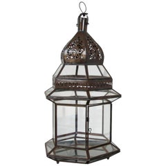 Handcrafted Large Moroccan Clear Glass Candle Lantern