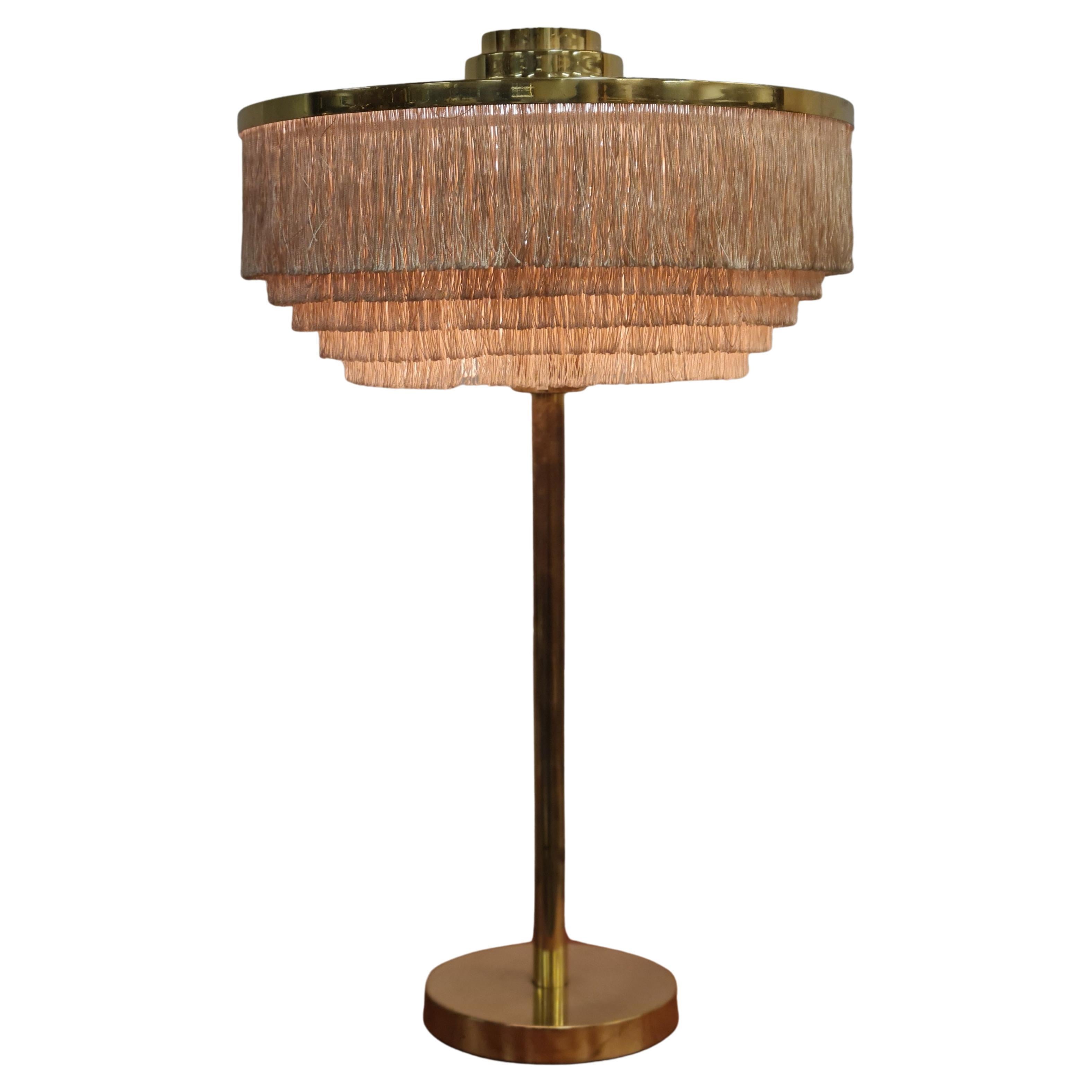 Hans-Agne Jakobsson Table Lamp Model B-138 in Brass with Fringes, Markaryd 1960s