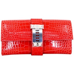 HERMES 23 cm Mississippiensis Lisse Alligator Crocodile Clutch Bag