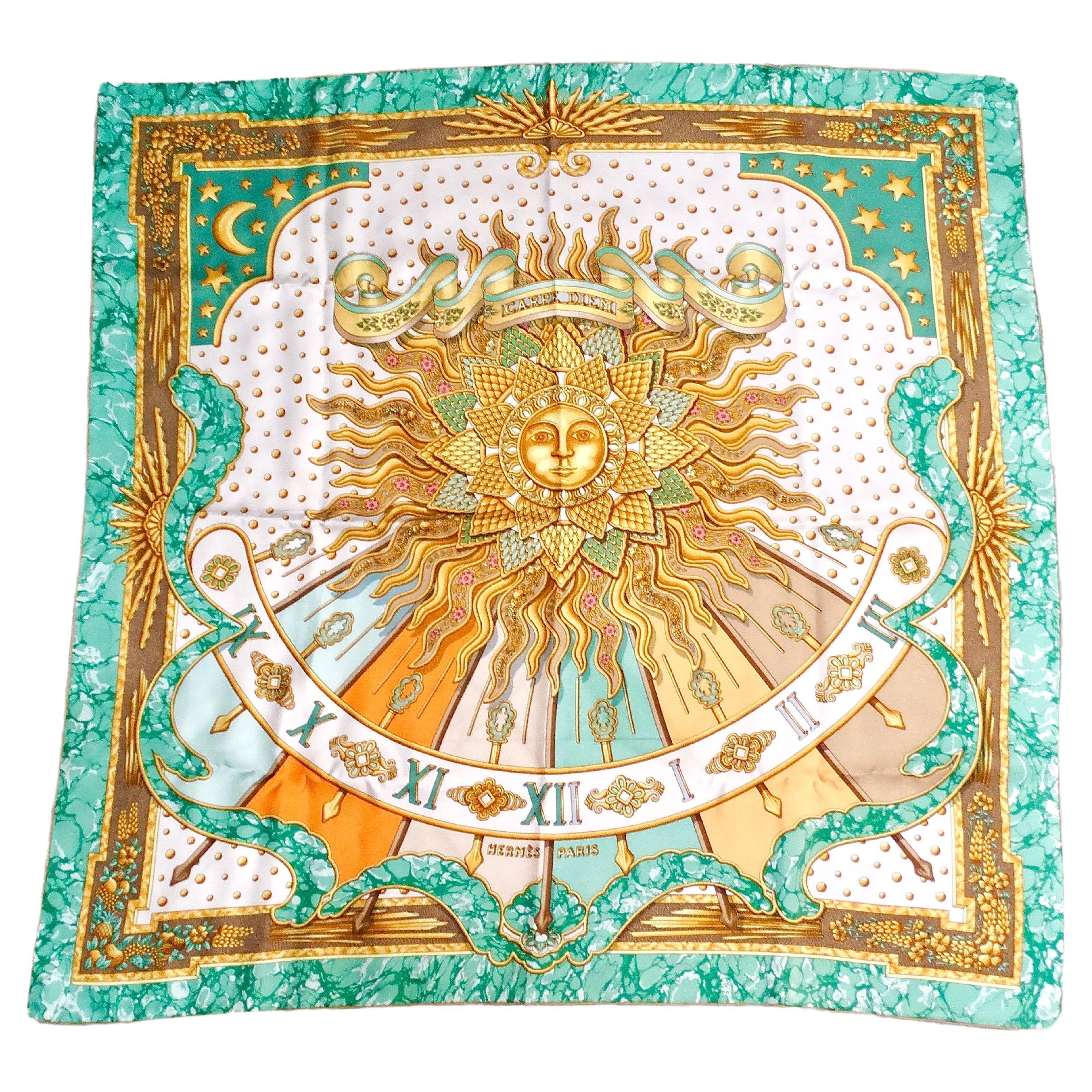 Hermes "Carpe Diem" Sun Motif Silk Scarf