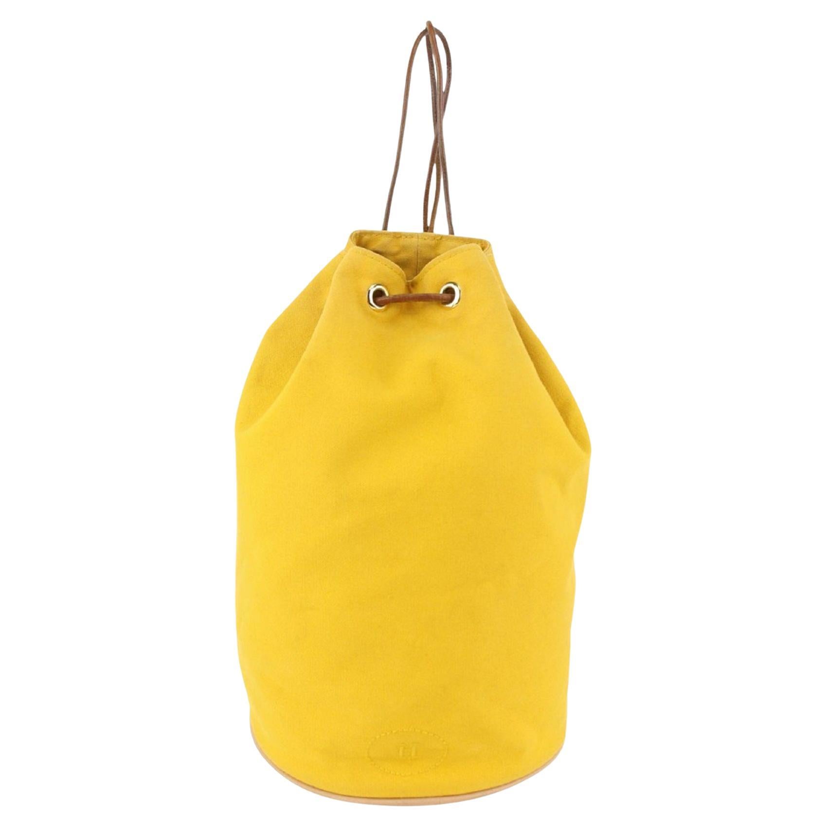 Hermès Yellow Canvas Sac Polochon Mimile Drawstring Backpack 913her18