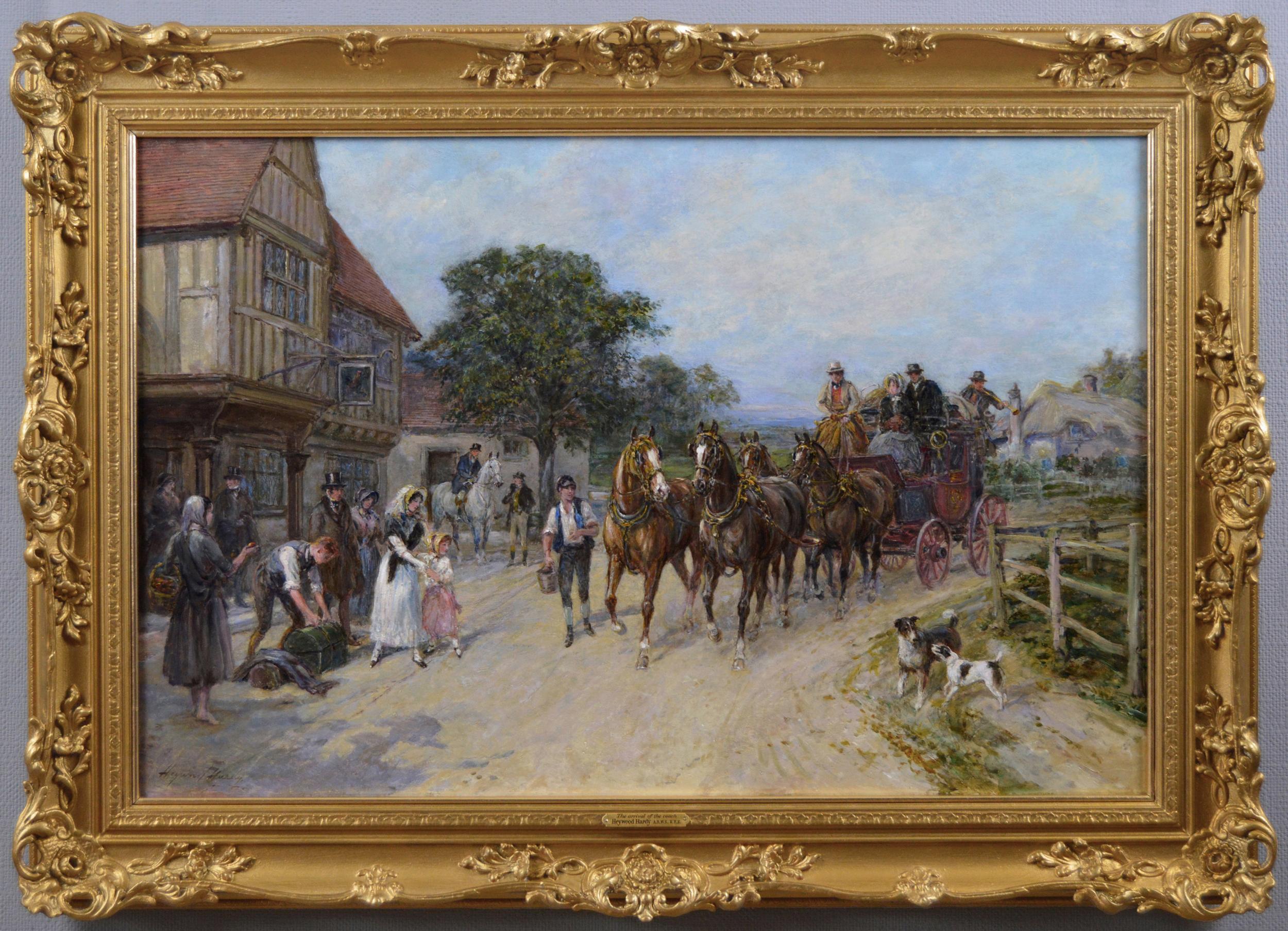 Heywood Hardy Figurative Painting - 19th Century coaching scene oil painting 