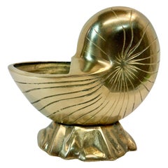 Hollywood Regency Brass Nautilus Seashell Planter