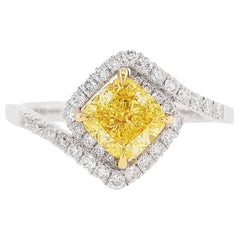 GIA Certified Yellow Diamond Platinum Engagement Ring