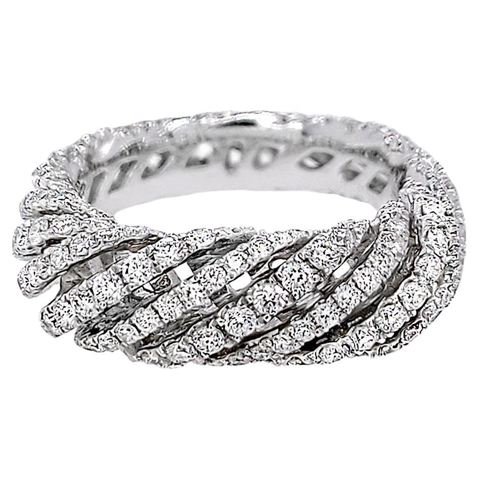 Italian Designer 18 Karat White Gold Pave Eternity Ring