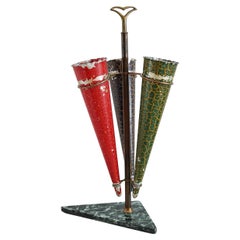 Italian Midcentury Umbrella Stand in Brass and Marble