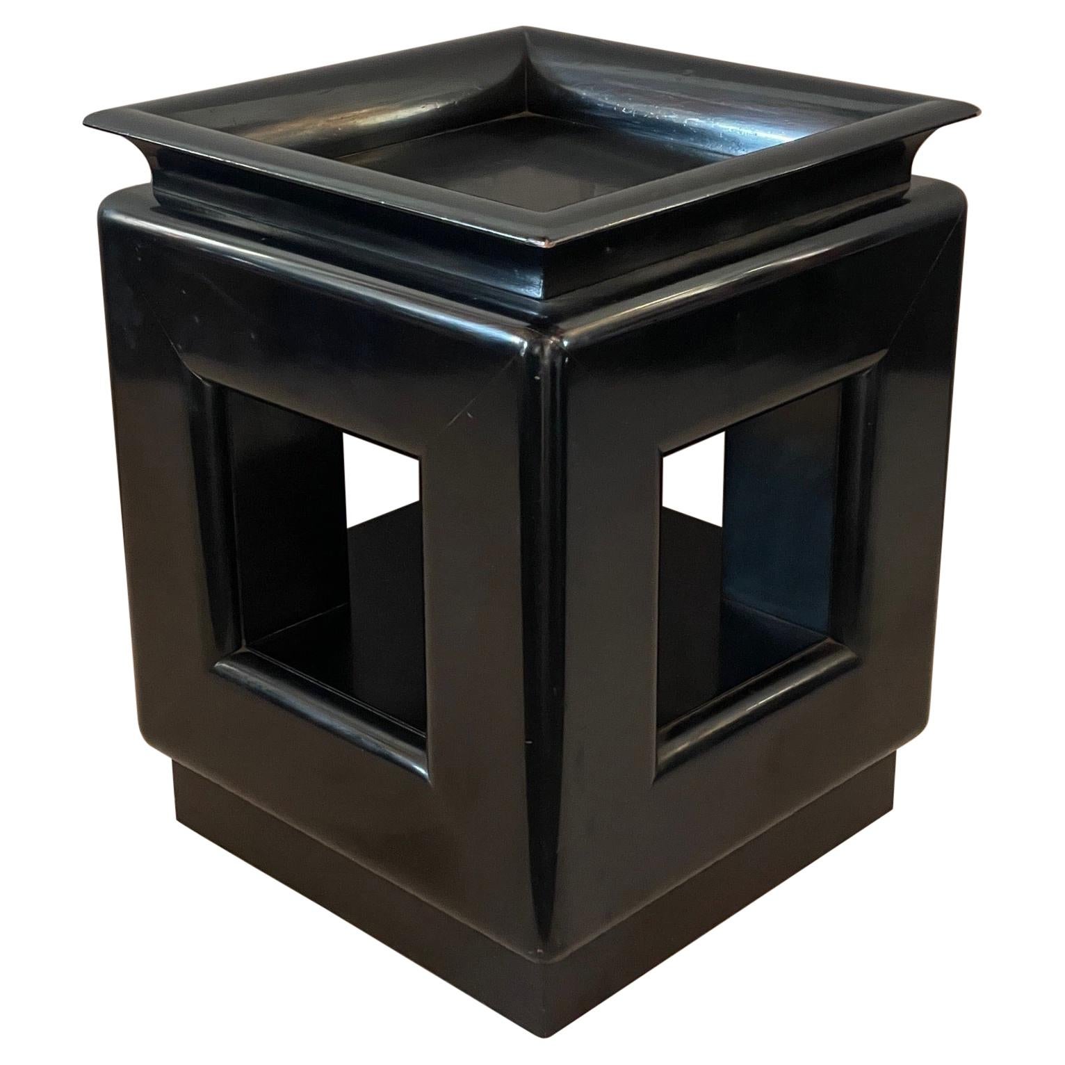 James Mont Occasional Pedestal Table Black Laquer