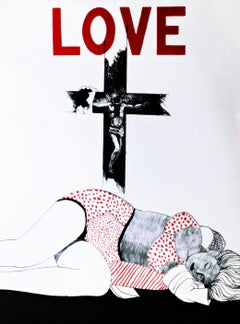 LOVE, rare 1960s Pop Art lithograph, signed BAT, other examples are in museums