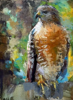 "Sentinel" (2024) By Jessica Cook, Original Oil Painting of Hawk