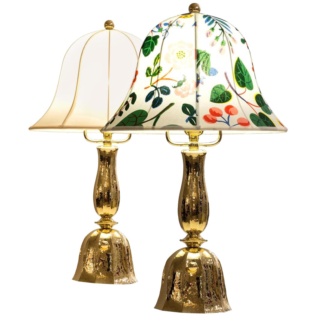 Josef Frank Fabric /Josef Hoffmann Wiener Werkstaette Table Lamp, Re-Edition