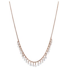 JR 2.03 Carat Rose Cut Diamond 18 Karat Rose Gold Dangling Choker Necklace