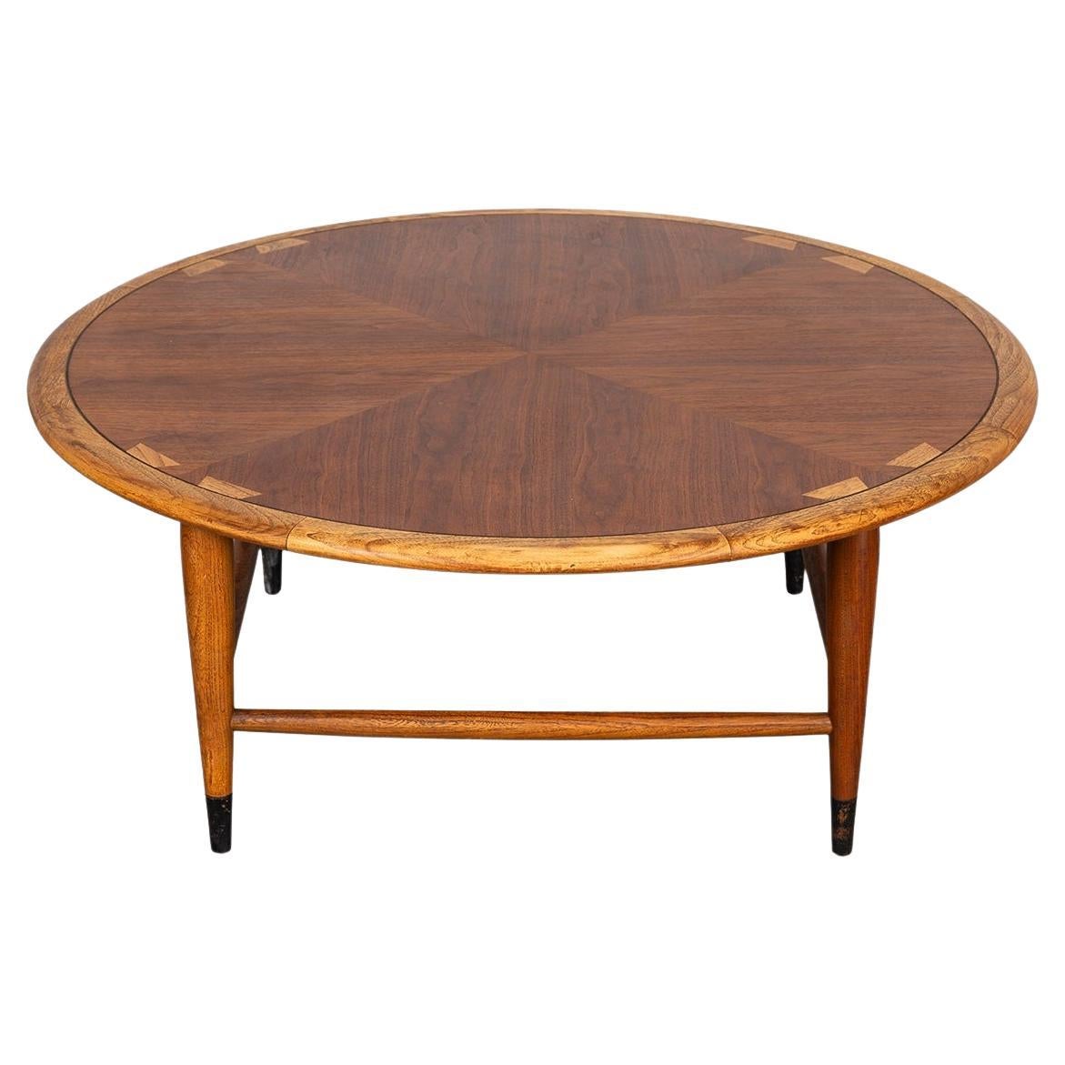 Lane Acclaim Mid-Century Round Dovetail Inlay Coffee Table