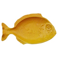 Large Ceramic Plate in the Shape of a Yellow Fish, Italy, 1970