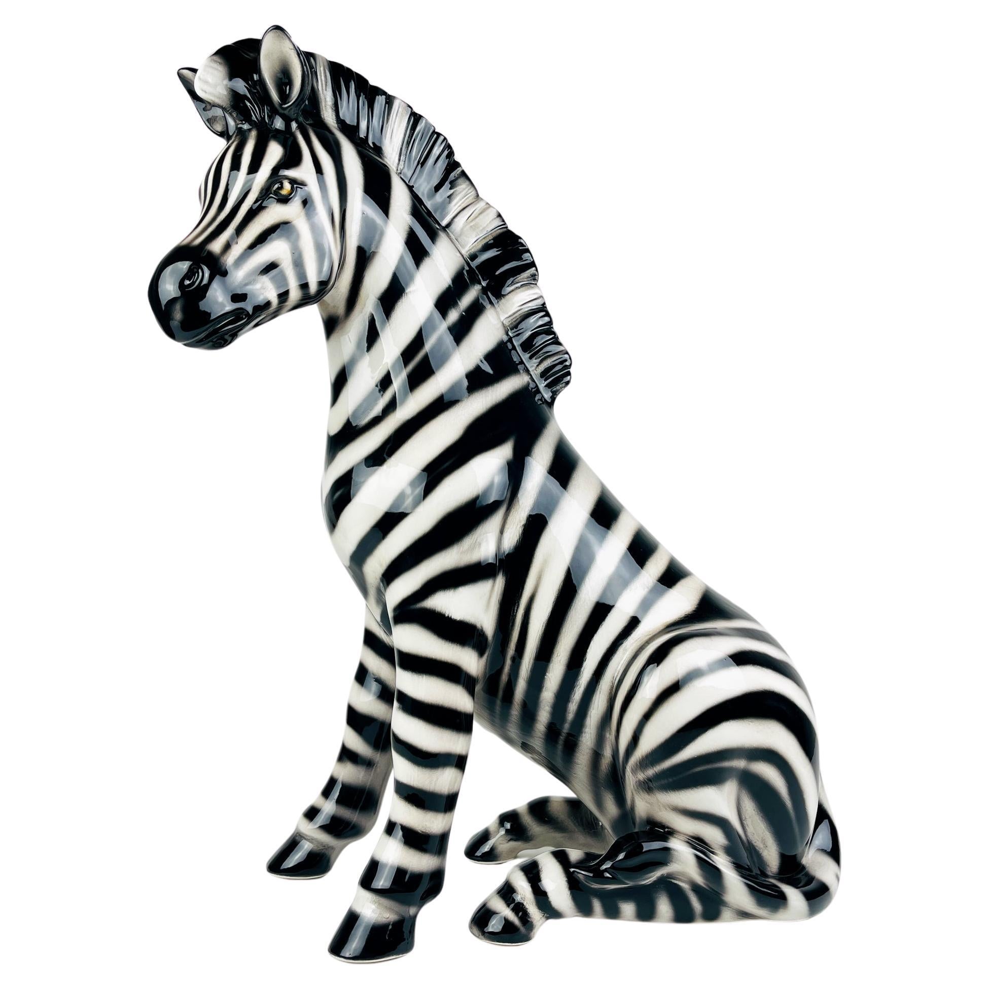 Large ceramic sculpture of Zebra from Bassano, Italy 2000s