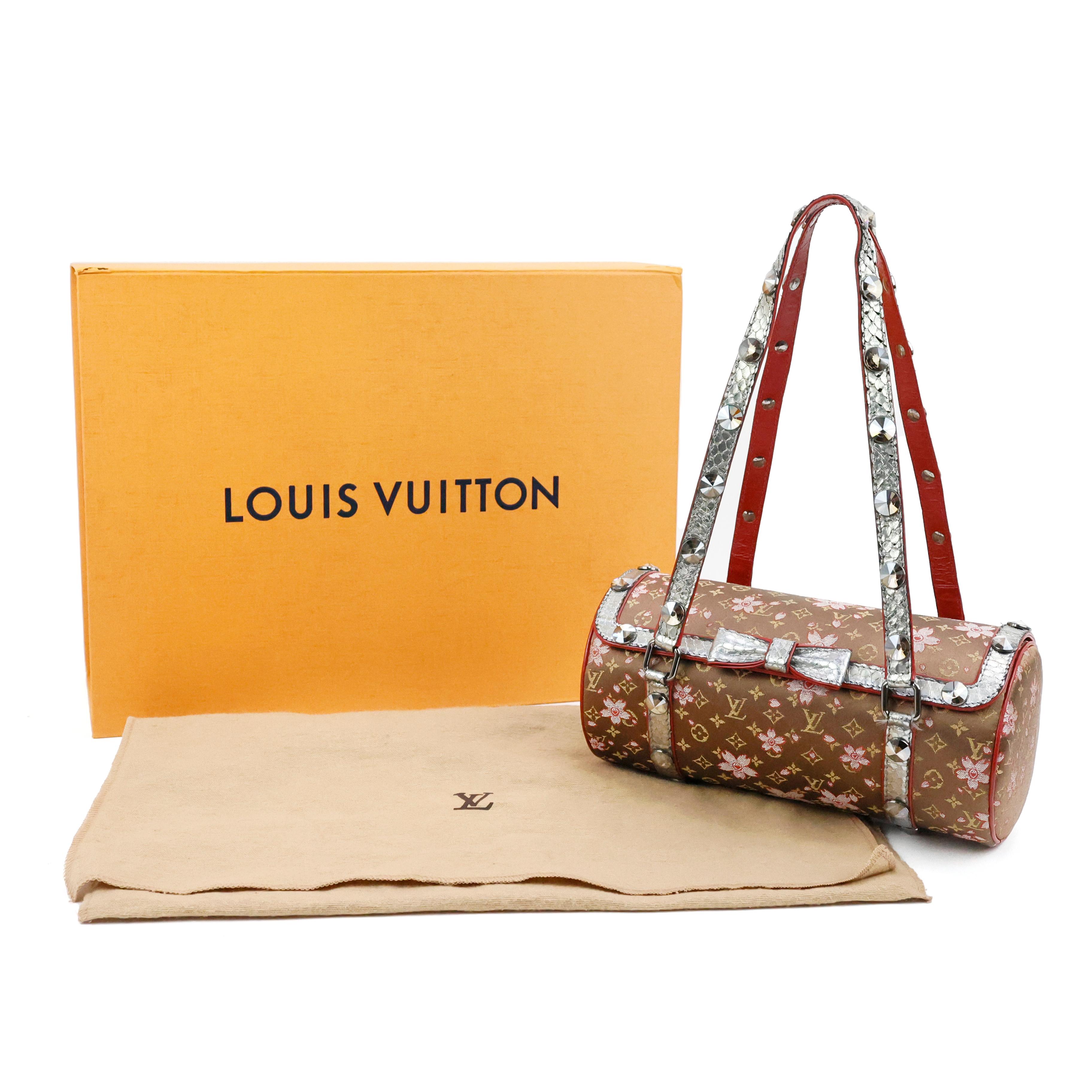 Women's Louis Vuitton Takashi Murakam Cherry Blossom Papillon Silk Python Monogram Bag For Sale