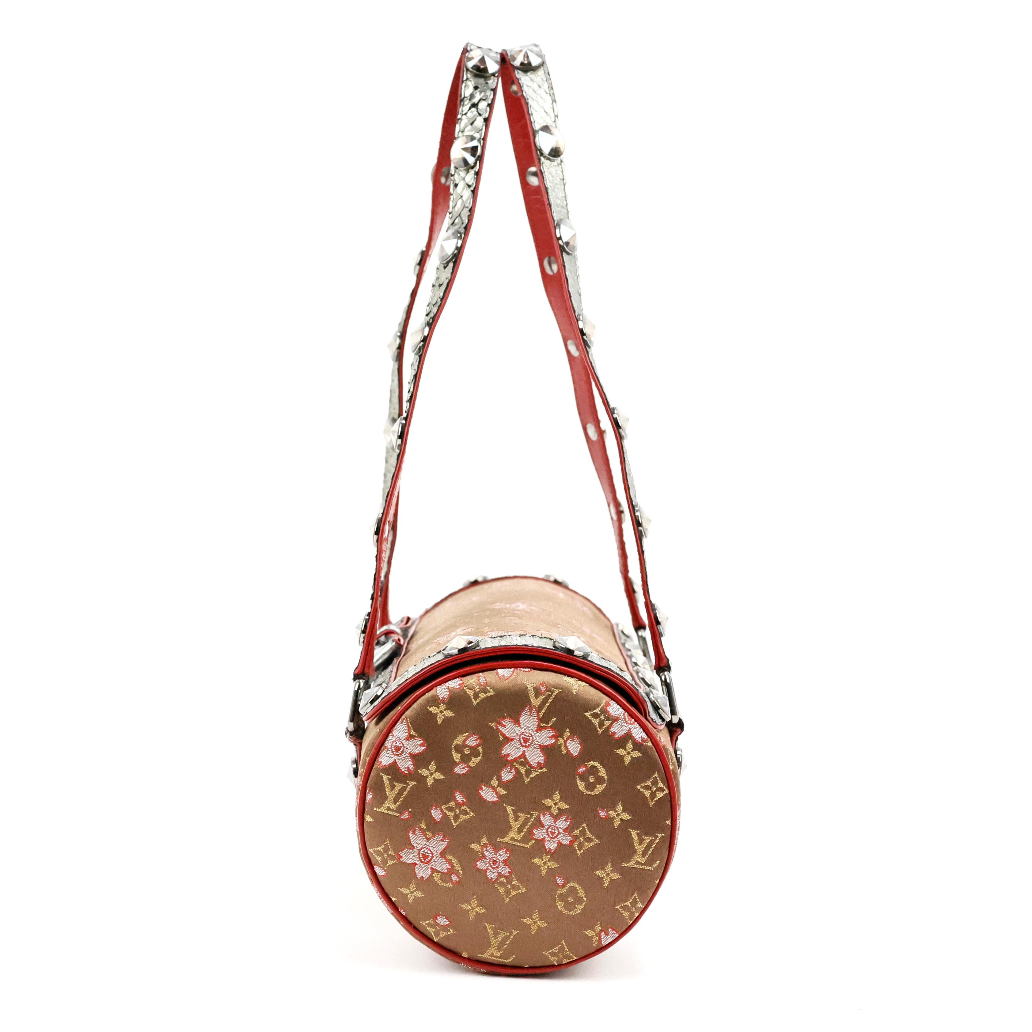 Louis Vuitton Takashi Murakam Cherry Blossom Papillon Silk Python Monogram Bag For Sale 1