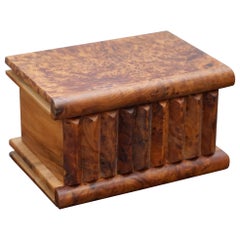 Lovely Antique Hand Made Burr Walnut Trinket Jewellery Box Stunning Patina