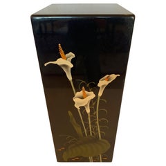 Lovely Black Lacquer Square Pedestal with Calla Lillies