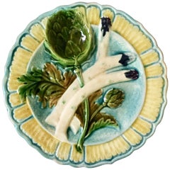 Majolica Asparagus Plate Salins, circa 1890