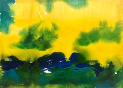 Santa Barbara California Blue Yellow Green Modern Abstract Landscape Painting