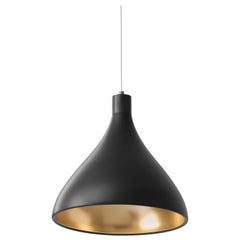 Medium Swell String Pendant Light in Black & Brass by Pablo Designs