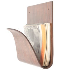 Midcentury Tongue Shaped Magazine Holder for the Wall, Danish, 1950s