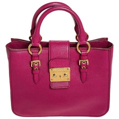 Miu Miu Fuschia Leather Medium Madras Tote