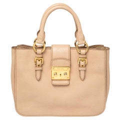 Miu Miu Pink Madras Leather Tote