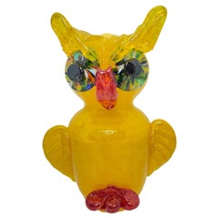 Murano Swirl Art Glass Owl Sculpture Figurine, Italy, 1970s