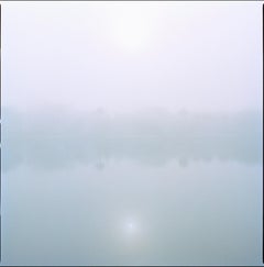 Lake I - landscape colour photography from a water with trees in blue