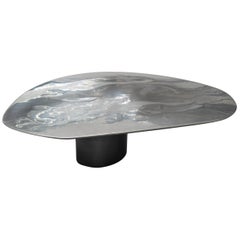 NR LOW, 21st Century Modern Sculptural Circular Silver Black Coffee Table