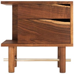 Wooden Nightstand in Caribbean Walnut, Contemporary Mexican Design