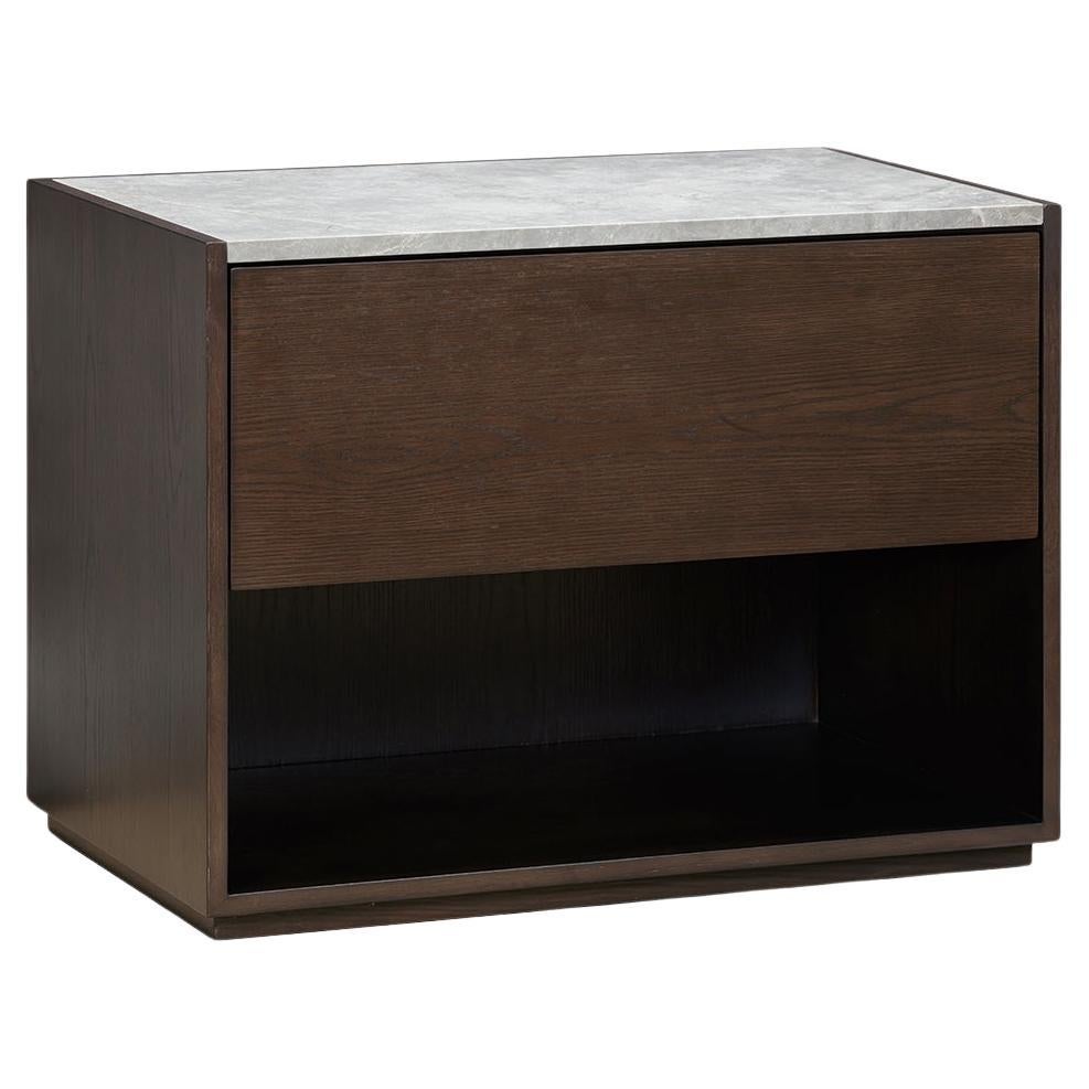 One Drawer Night Stand - Natural oak veneer - Brown