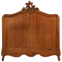 Antique French Rococo or Louis XV Walnut Full-SIze Headboard c1900 