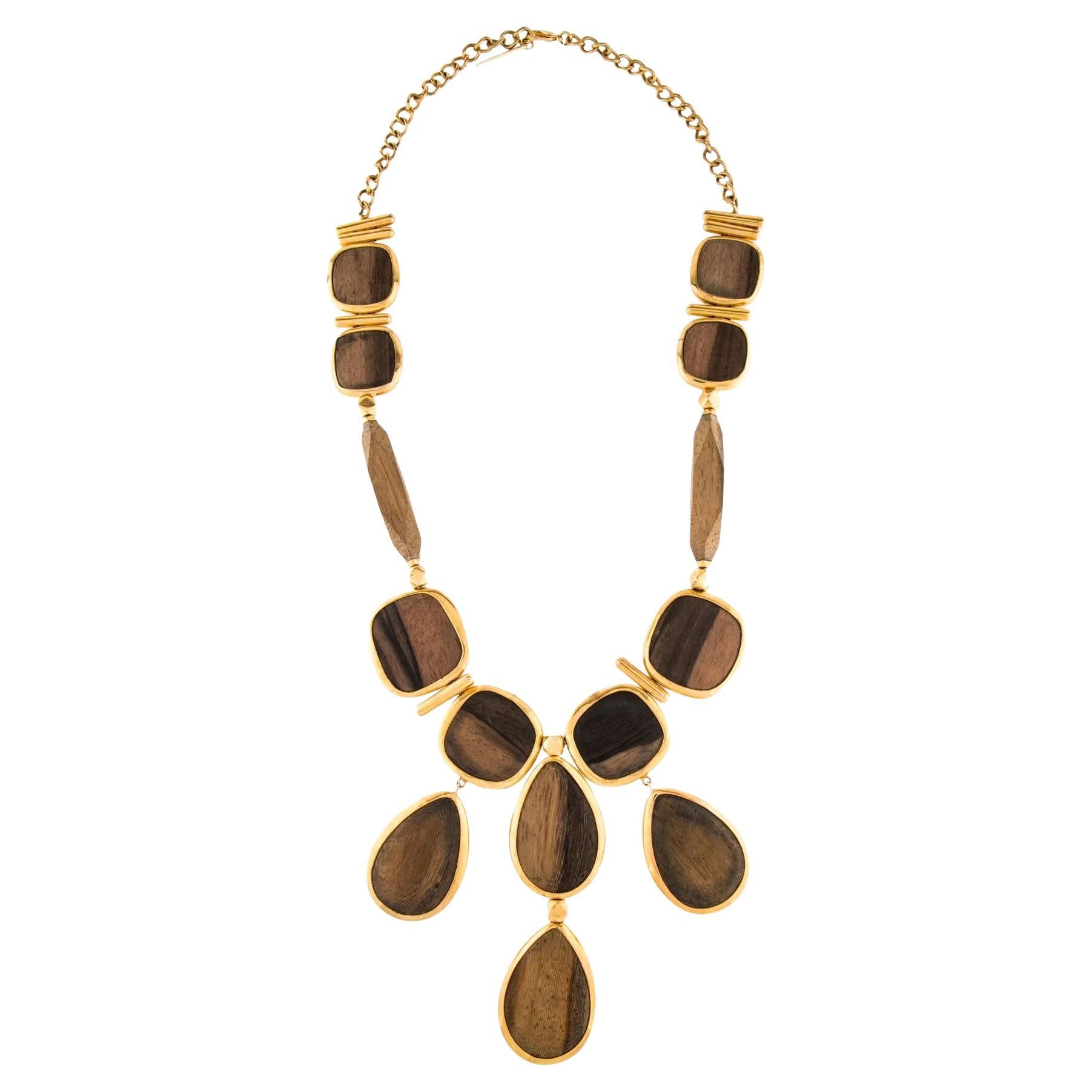 Oscar de la Renta wooden collar necklace