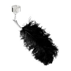 Used "Ostrich Feather Tickler with O'Ring Cuff" Bracelet Sterling Silver 925 in Stock