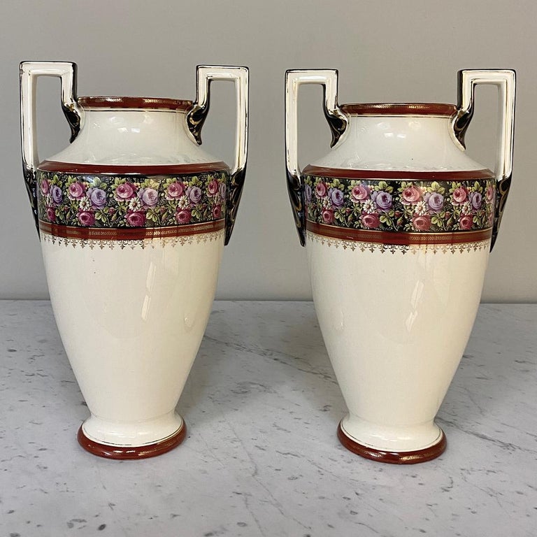 Pair Antique Boch Vases For Sale at 1stDibs