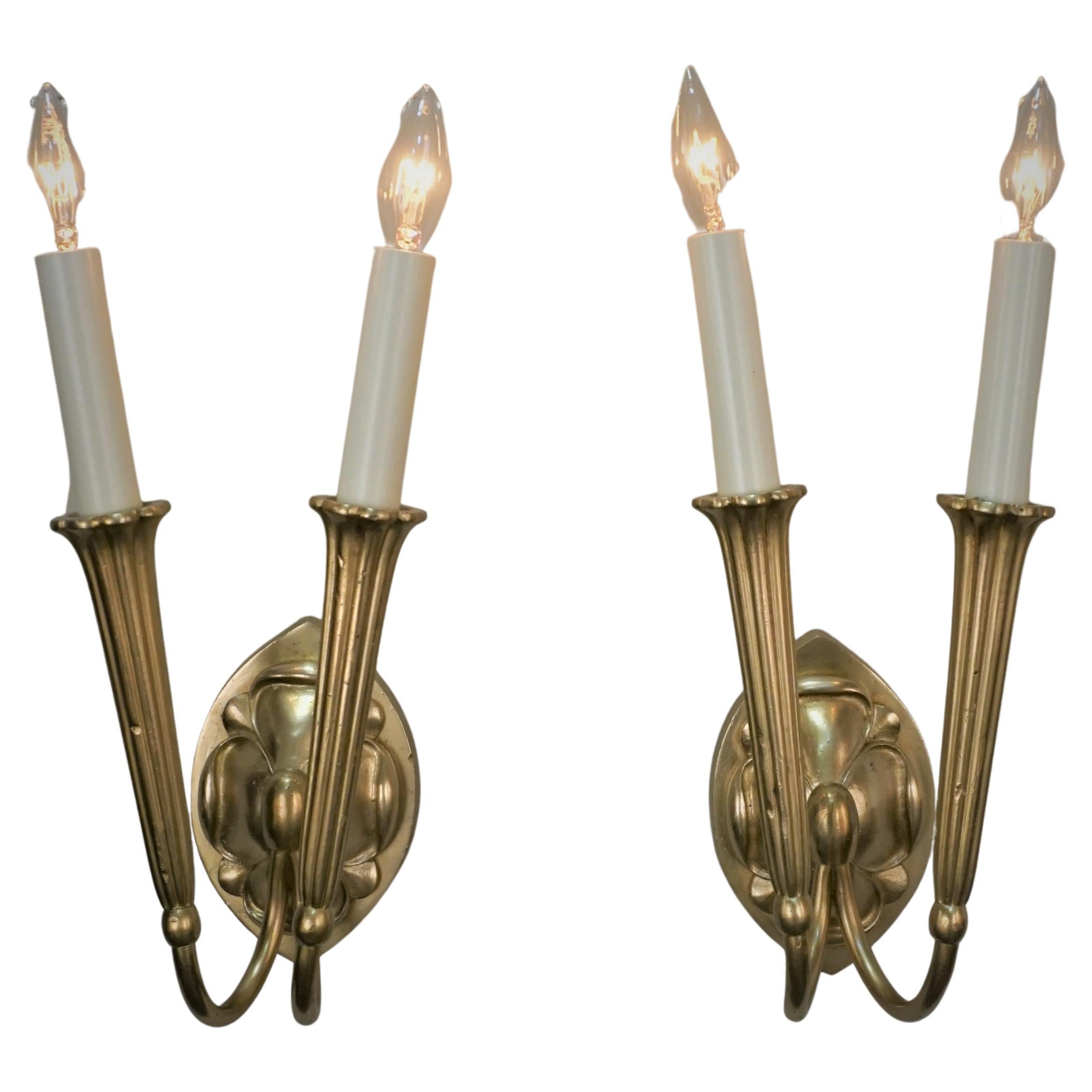 Pair of Bronze Art Deco Wall Sconces