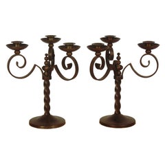 Pair Of French Art-Deco Iron Candelabra