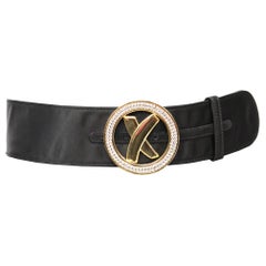 Palsha Picasso Black Satin and Gold Buckle Belt