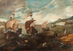 War ships of the coast by the circle of Pieter Brueghel II