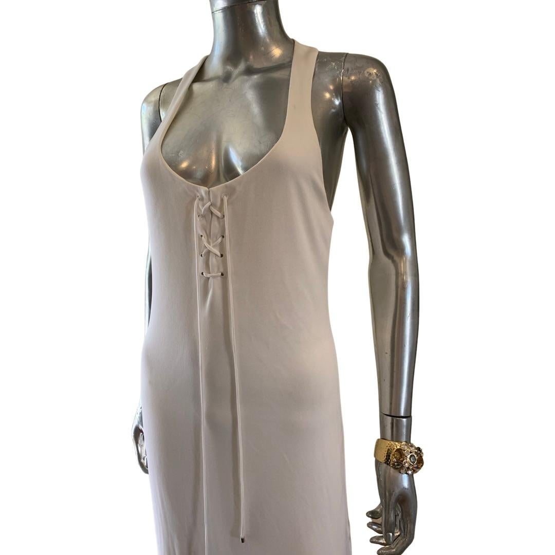 Ralph Lauren Collection White Matte Jersey Long Dress With Racer Back Size 8 For Sale 2